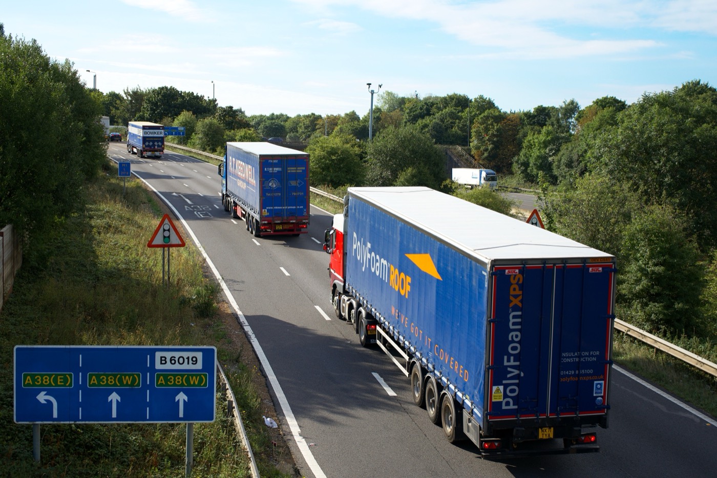 HGV lorries on a UK A-road